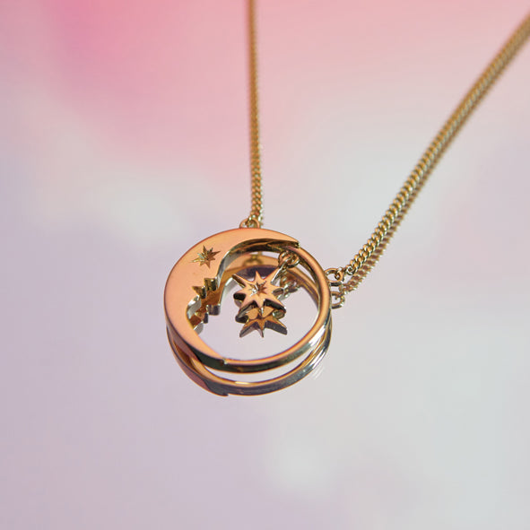 Sun Moon Star Necklace - in Silver or Gold