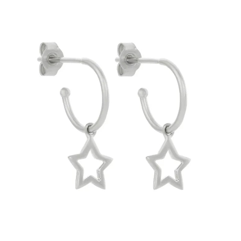KAREN WALKER Sterling Silver Star Hoop Earrings