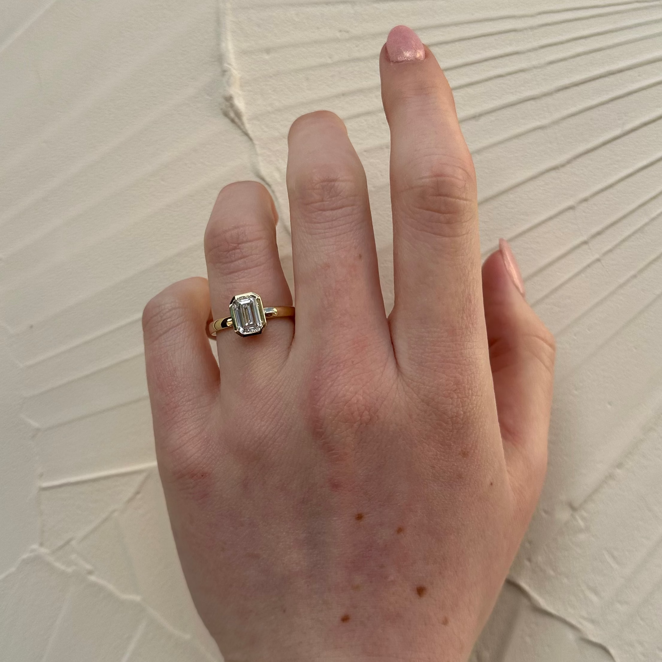 18ct Yellow Gold 1.75 carat Laboratory Grown Emerald Cut Diamond Ring