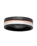 ZIRO - Black Zirconium 9ct Rose Gold & Sterling Silver Band
