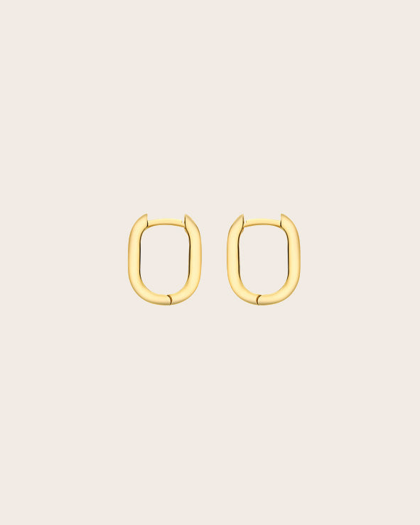 9ct Yellow Gold Oval 1.8mm 'Huggie' Hoop Earrings