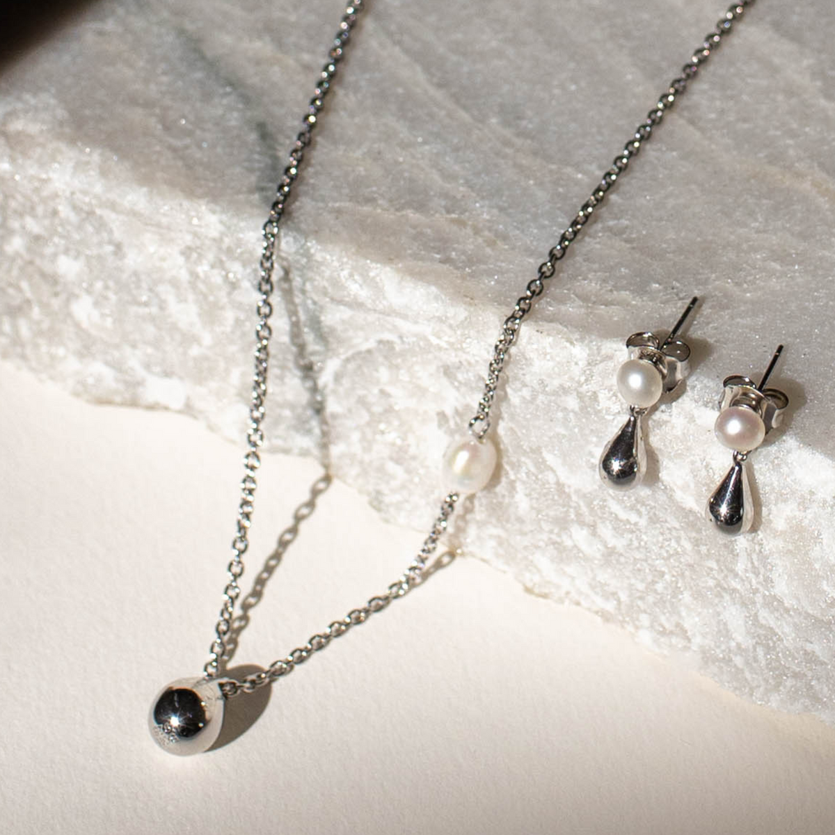 BOH RUNGA - Sterling Silver Droplet Moon Glow Stud Earrings