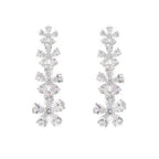 BIANC - Sterling Silver Cubic Zirconia 'Atom' Flower Drop Earrings