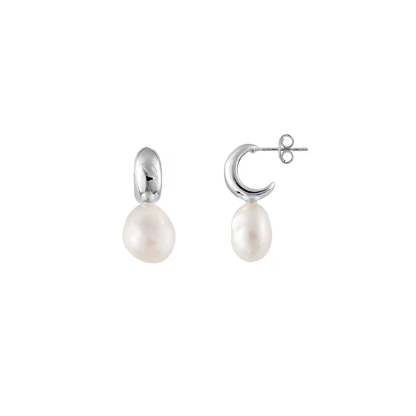 BIANC - Sterling Silver & Freshwater Pearl 'Water' Stud Earrings
