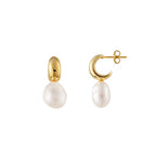 BIANC - Sterling Silver Gold Plated Freshwater Pearl 'Water' Stud Earrings