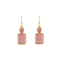 BIANC - Sterling Silver Yellow Gold Plated Pink Quartz 'Rosie' Drop Earrings