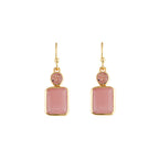 BIANC - Sterling Silver Yellow Gold Plated Pink Quartz 'Rosie' Drop Earrings