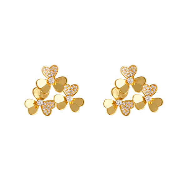 BIANC - Sterling Silver Yellow Gold Plated Cubic Zirconia 'Stellar' Stud Earrings