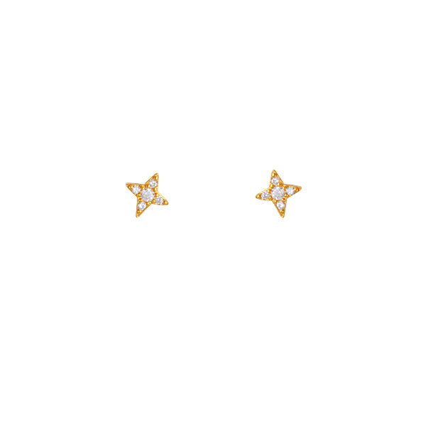 BIANC - Sterling Silver Yellow Gold Plated Cubic Zirconia 'Shine' Stud Earrings