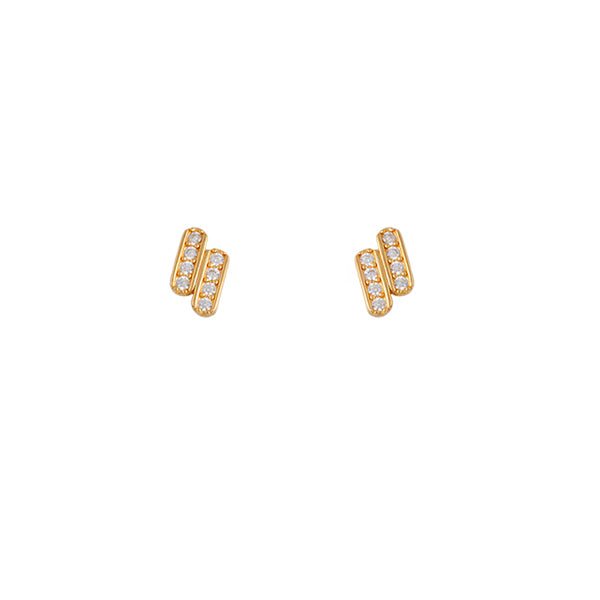 BIANC - Sterling Silver Yellow Gold Plated Cubic Zirconia 'Lumi' Stud Earrings