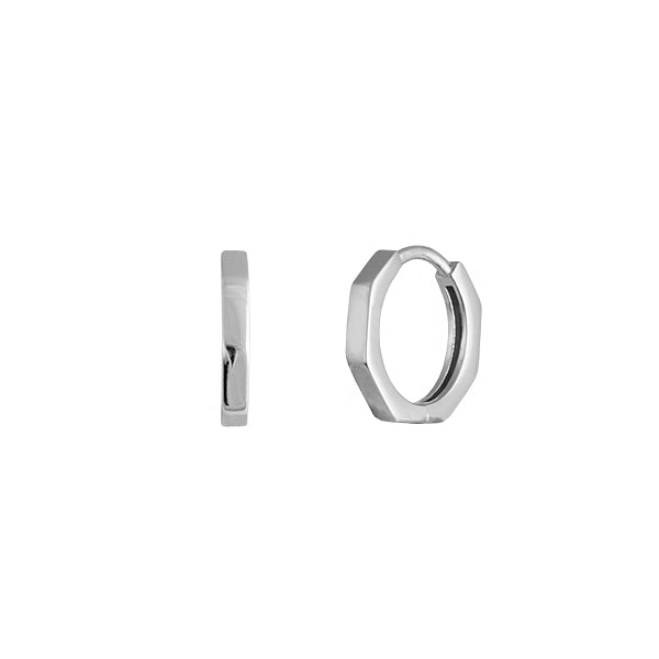 BIANC - Sterling Silver 'Hex' Huggie Earrings