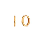 BIANC - Sterling Silver Yellow Gold Plated 'Hex' Huggie Earrings