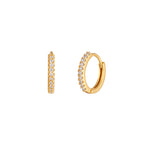 BIANC - Sterling Silver Yellow Gold Plated Cubic Zirconia 'Pixie' Huggie Earrings