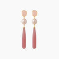 BIANC - Sterling Silver Yellow Gold Plated Freshwater Pearl & Rose Quartz 'Artisan' Drop Earrings