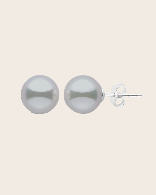 Sterling Silver & Grey Freshwater 10mm Baroque Pearl Stud Earrings