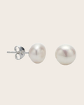 Sterling Silver & White Freshwater 10-12mm Baroque Pearl Stud Earrings