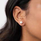 Sterling Silver & White Freshwater 10-12mm Baroque Pearl Stud Earrings