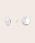 Sterling Silver White Keshi 10-11mm Pearl Stud Earrings