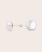 Sterling Silver White Keshi 10-11mm Pearl Stud Earrings