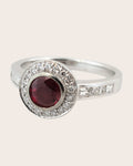 18ct White Gold Ruby & Baguette & Princess Cut Diamond Ring