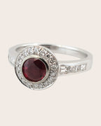 18ct White Gold Ruby & Baguette & Princess Cut Diamond Ring