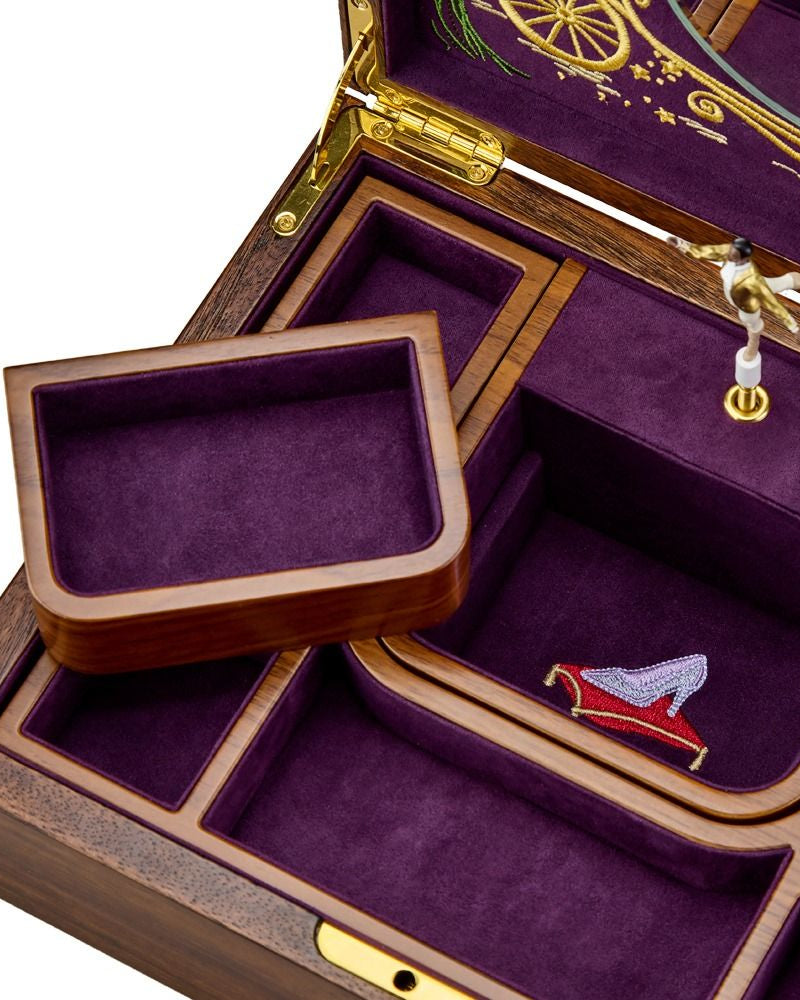 WOLF - Cinderella Walnut Musical Ballet Jewellery Box