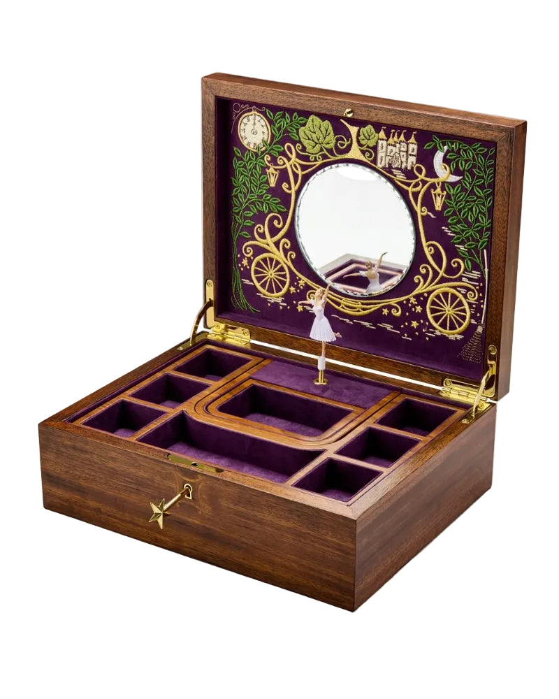 WOLF - Cinderella Walnut Musical Ballet Jewellery Box