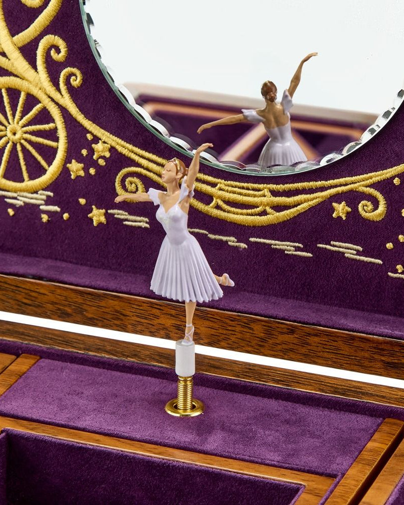 WOLF - Cinderella Walnut Musical Ballet Jewellery Box