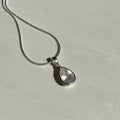 Sterling Silver Small Pear Cut Rose Quartz Pendant