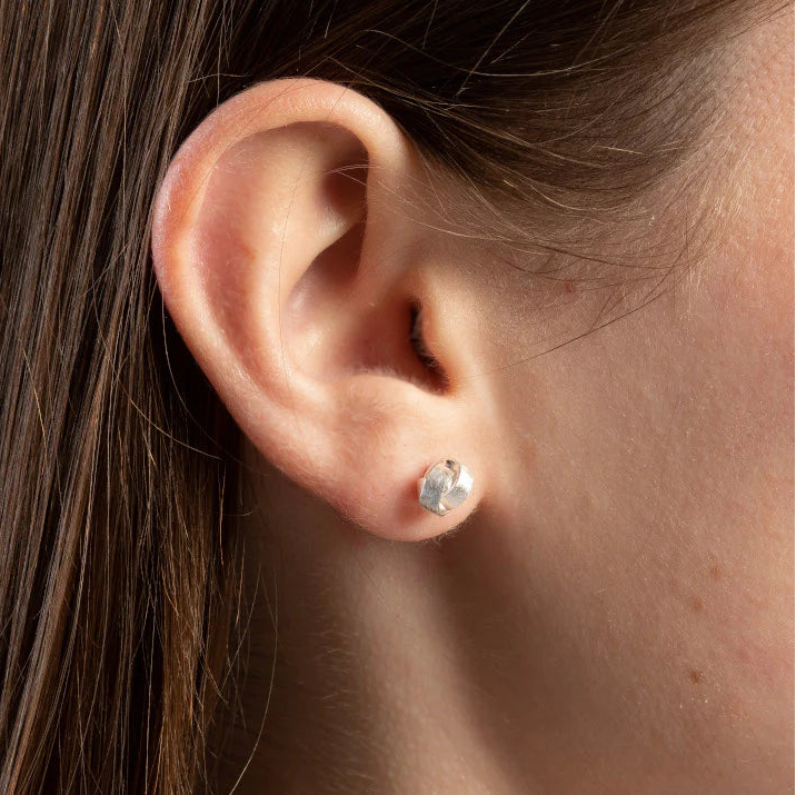 Sterling Silver Matt Finished Knot Stud Earrings