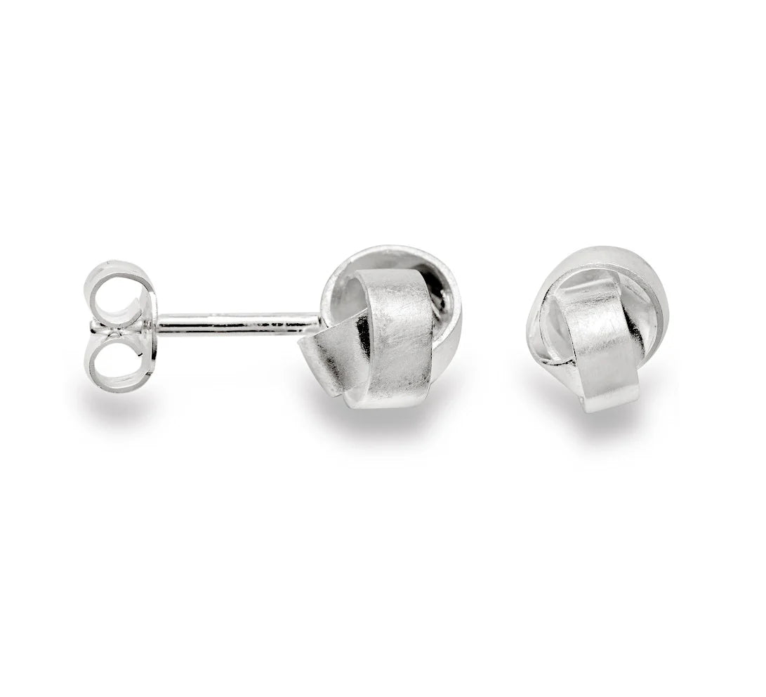 Sterling Silver Matt Finished Knot Stud Earrings