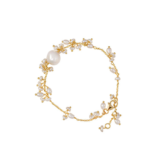 BIANC - Sterling Silver Yellow Gold Plated Freshwater Pearl 'Arctic' Bracelet