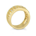 9ct Yellow Gold Lattice Diamond Band