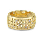 9ct Yellow Gold Lattice Diamond Band