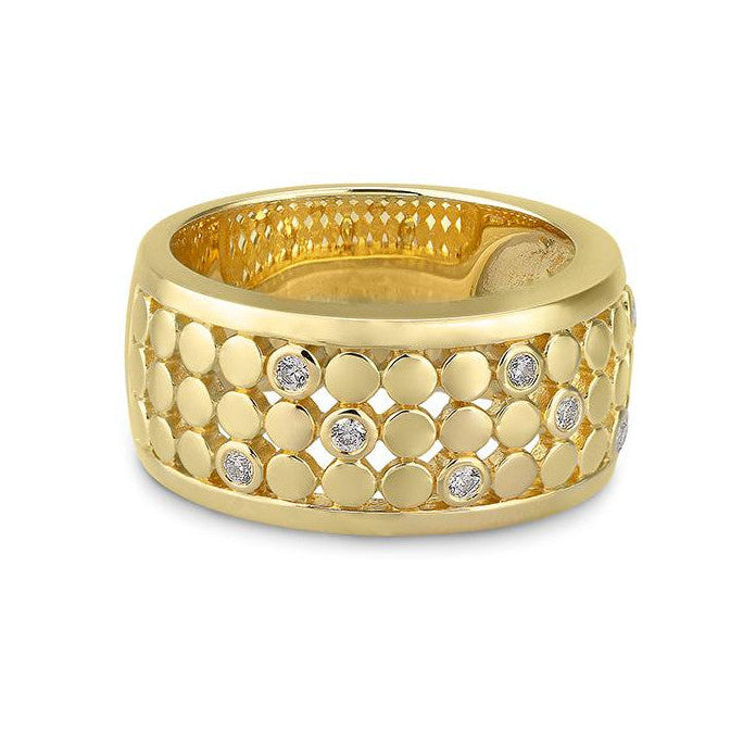 9ct Yellow Gold Lattice Diamond Band