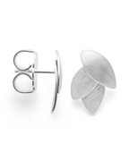 Sterling Silver Triple Leaf Matt Finished Stud Earrings