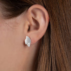 Sterling Silver Triple Leaf Matt Finished Stud Earrings