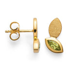 Sterling Silver Yellow Gold Plated Spring Leaves Stud Earrings