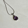 Sterling Silver Pear Cut Amethyst Pendant