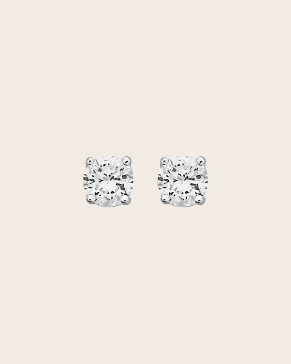 Sterling Silver White 4mm Cubic Zirconia Stud Earrings