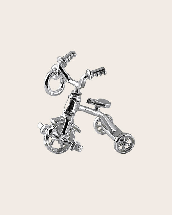 Sterling Silver Moving Wheel Child Tricycle Charm