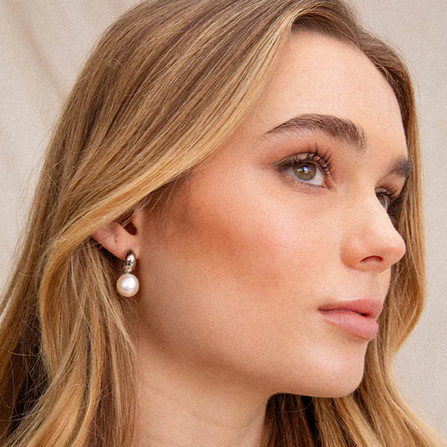 BIANC - Sterling Silver & Freshwater Pearl 'Water' Stud Earrings