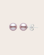 Sterling Silver & Natural Pink Freshwater 6mm Button Pearl Stud Earrings