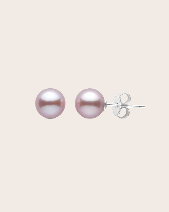 Sterling Silver & Natural Pink Freshwater 6mm Button Pearl Stud Earrings