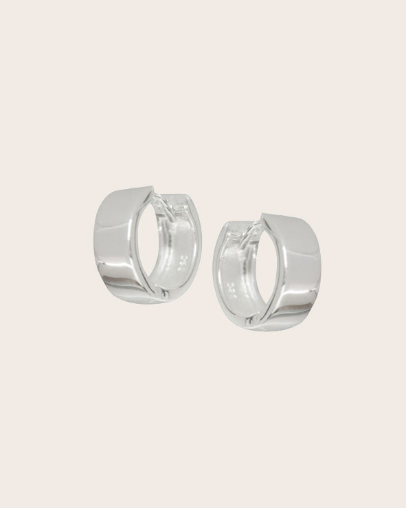 Sterling Silver 6mm Flat 'Huggie' Hoop Earrings