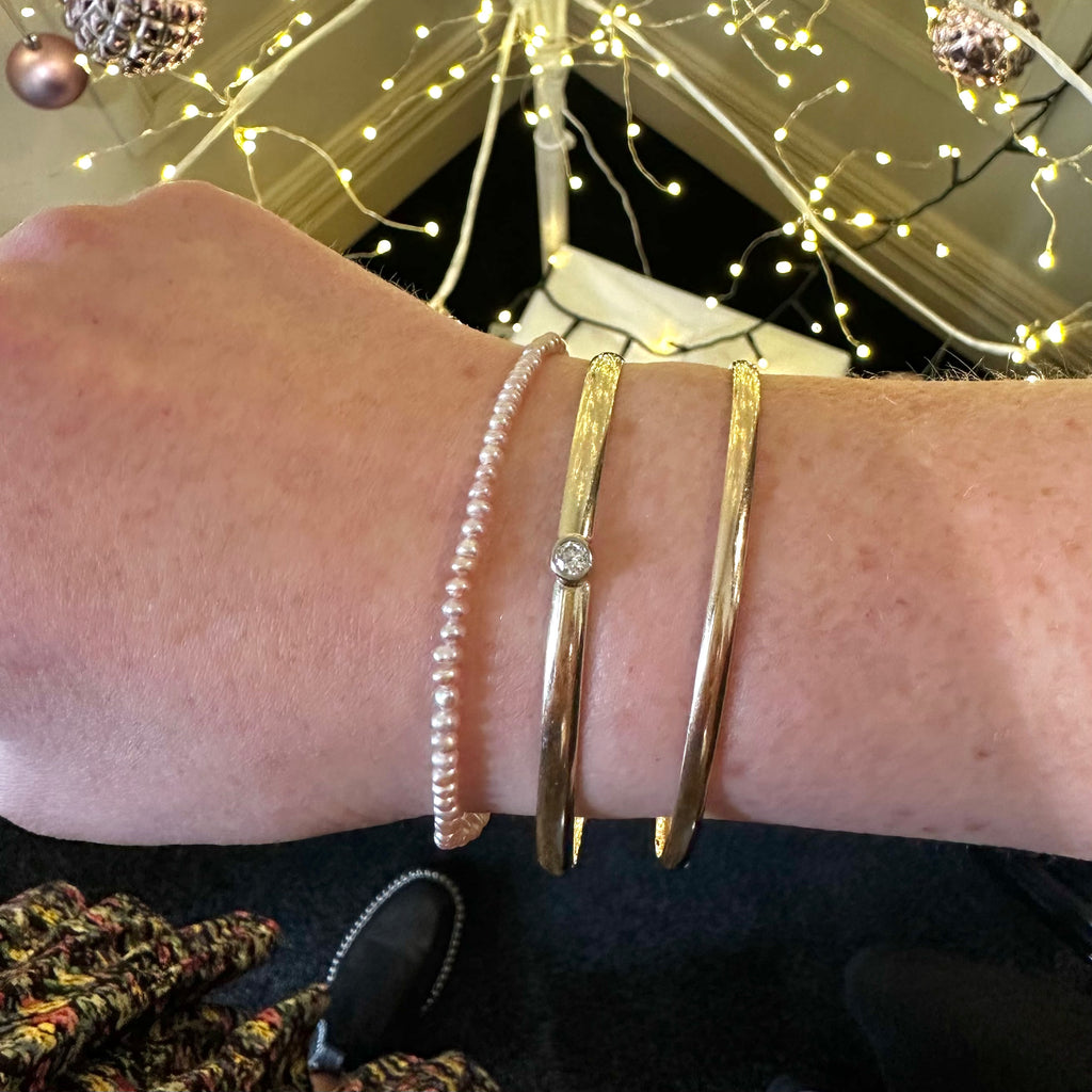 Sterling Silver Natural Pink Mini Pearl Bracelet