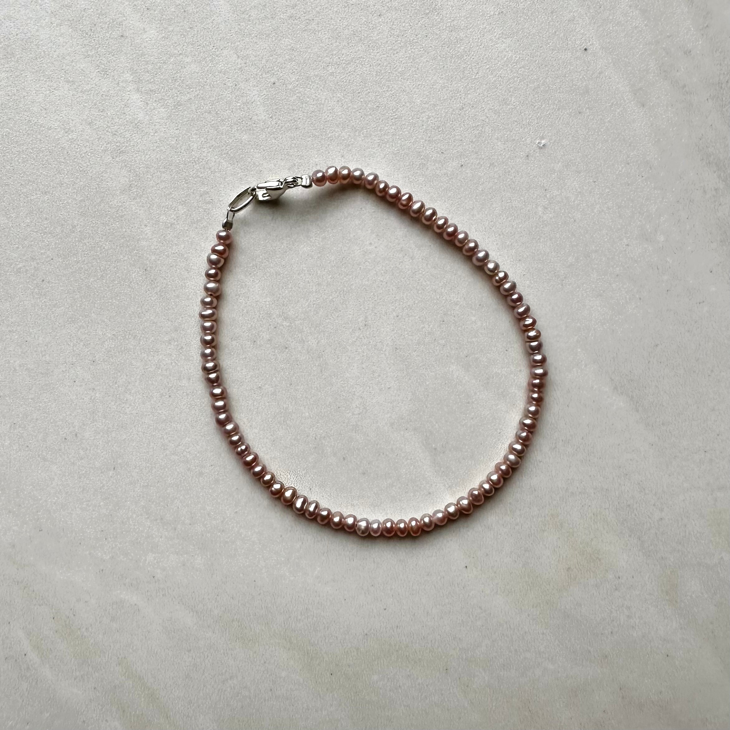 Sterling Silver Natural Pink Mini Pearl Bracelet