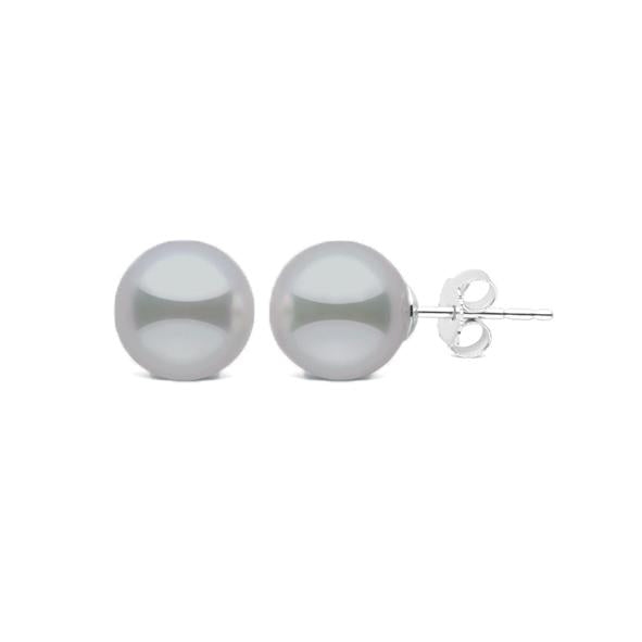 Sterling Silver Grey Freshwater 8.5mm Button Pearl Stud Earrings