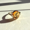 9ct Yellow Gold Freeform Golden Citrine & Round Brilliant Cut Diamond Ring