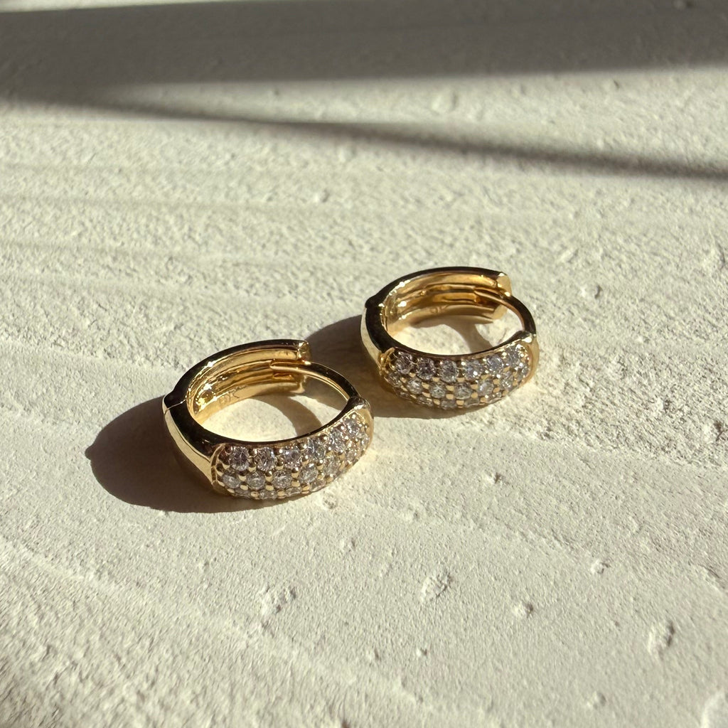 9ct Yellow Gold Pave Set Lab Grown Diamond Huggie Earrings